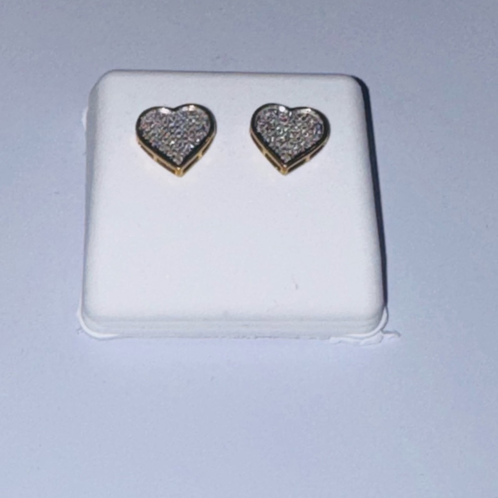 Real Diamond Heart Screw Back Earrings,  100% natural diamonds, Gift for Her WOW - Picture 6 of 6